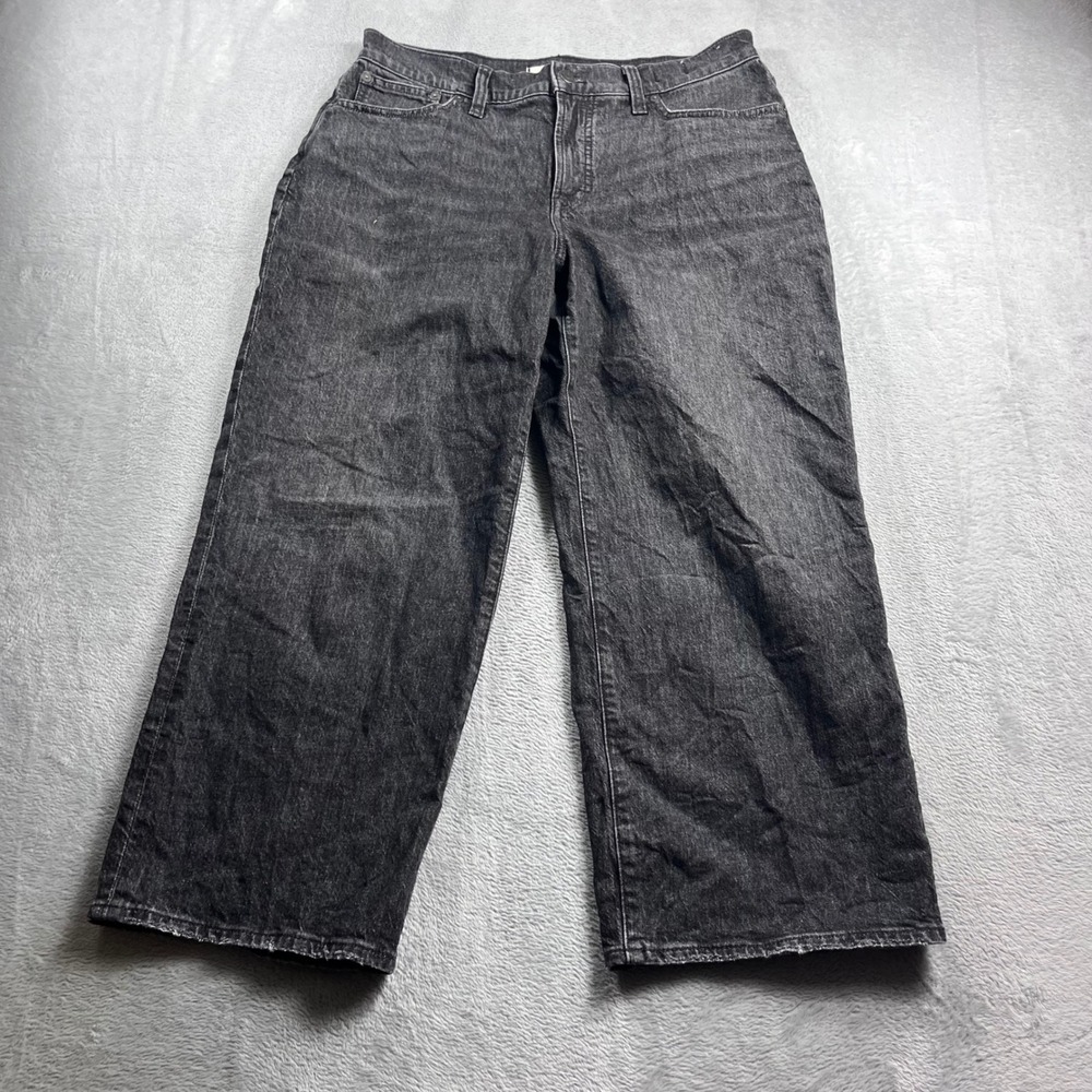 Madewell The Perfect Vintage Wide-Leg Crop Jean Faded Black Size 30P Petite‎